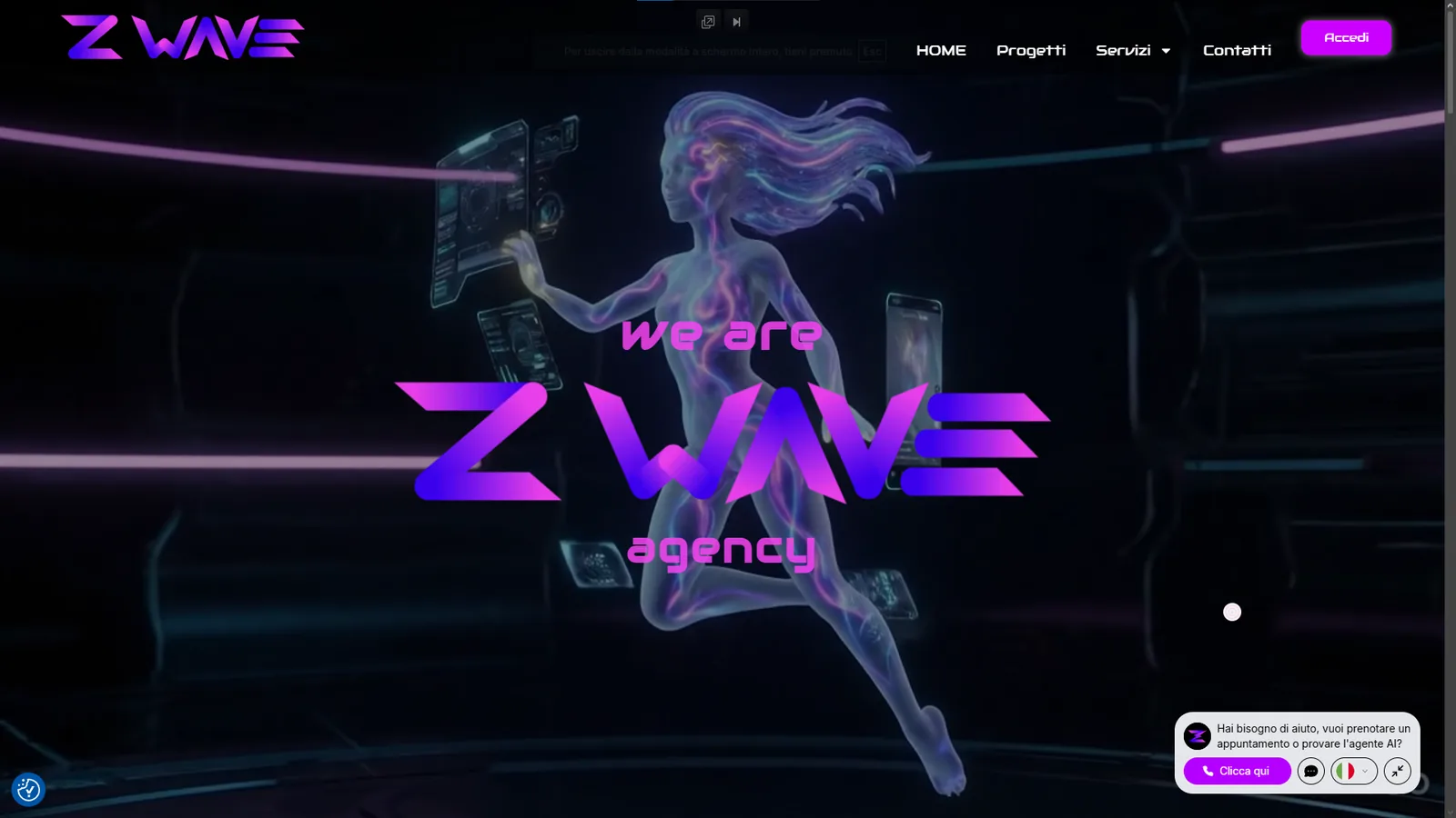 Homepage del sito Z Wave Agency